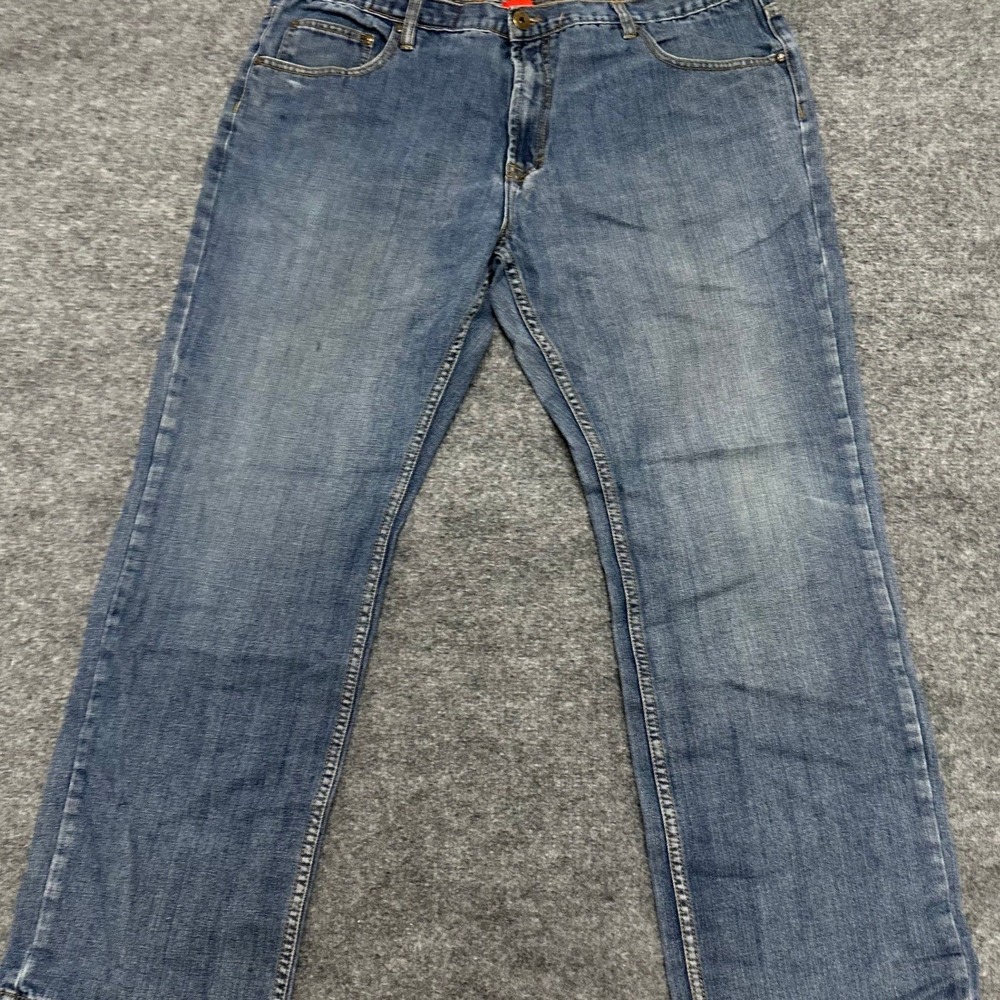 Request Jeans Mens Size 42 Blue Embroidered Back Pocket Relaxed Straight Denim